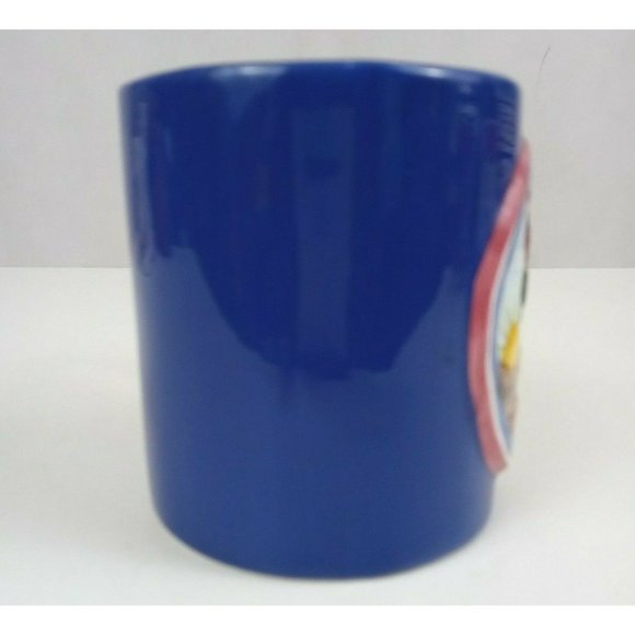 Vintage 1996 Cracker Barrel Blue 3D With Rooster Design Coffee Cup Mug 4" Tall - Picture 2 of 7